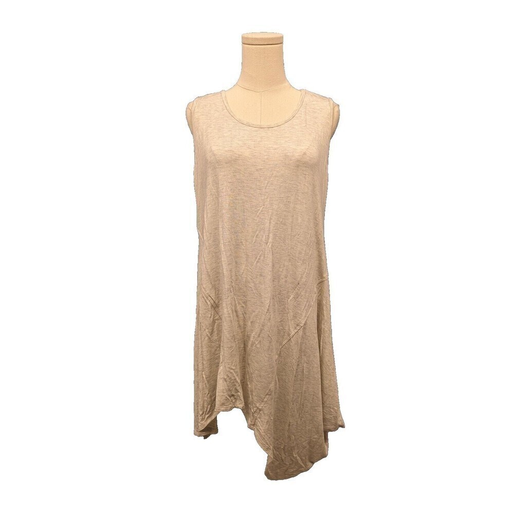 IC BY CONNIE K Medium Top Heathered Jersey‎ Knit Tank Lagenlook Asymmetrical